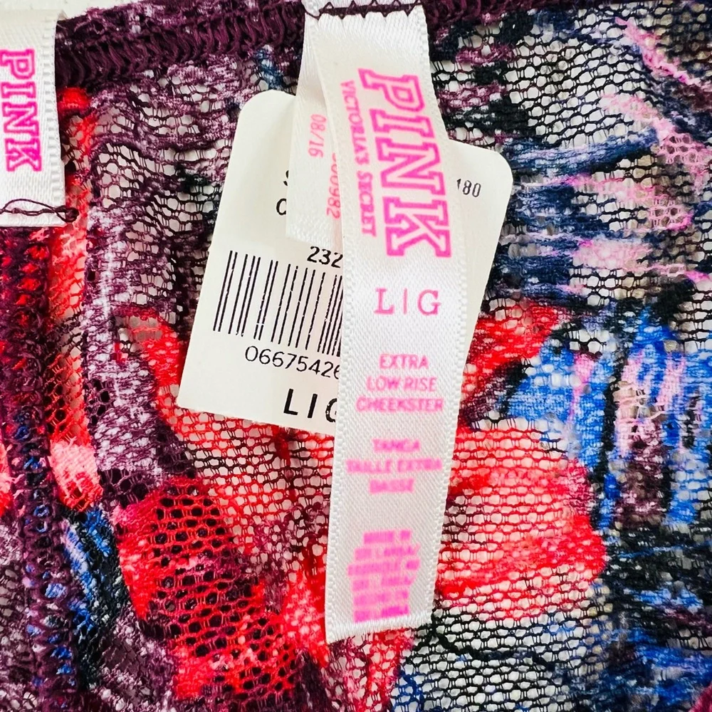 VS PINK Extra Low Rise Cheekster Thong Large Tropical Print